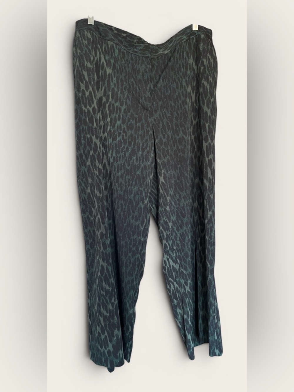 Vince Camuto Green Black Leopard Print Wide Leg Pants Sz 18W